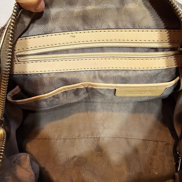 MICHAEL KORS metallic monogrammed satchel handbag - Picture 4 of 12